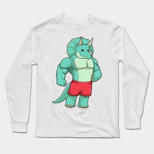 Triceratops as Bodybuilder at Bodybuilding Long Sleeve T-Shirt